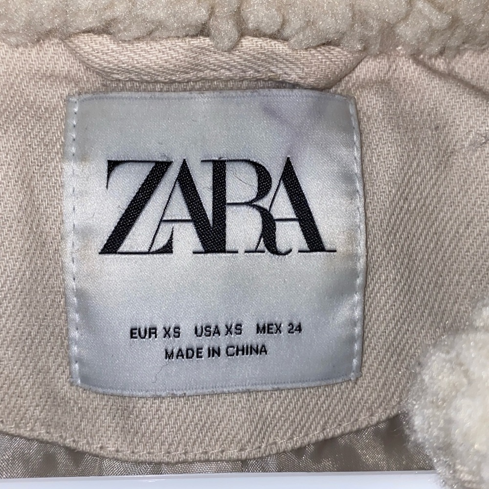 Zara Sherpa Jacket Size XS Cream Off White - Picture 3 of 7
